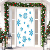 Aperturee - White Blue Snowflakes Simple Christmas Door Cover